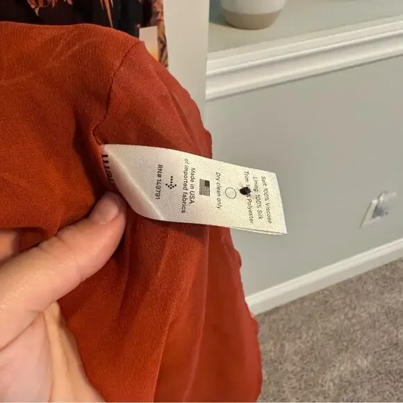 NWT warm NY Orange Floral Long Sleeve Maxi Dress 3 Large - Picture 5 of 14